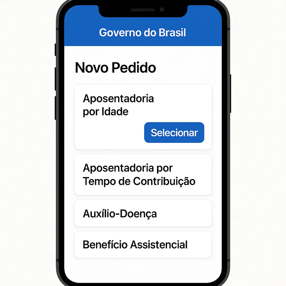 Ilustração da tela do Meu INSS com a opção do benefício em destaque