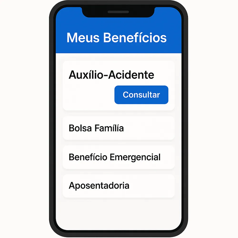Ilustração da tela do Meu INSS com a opção do benefício em destaque