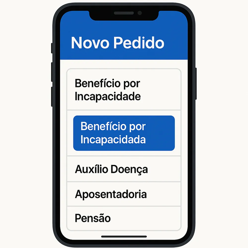 Ilustração da tela do Meu INSS com a opção do benefício em destaque