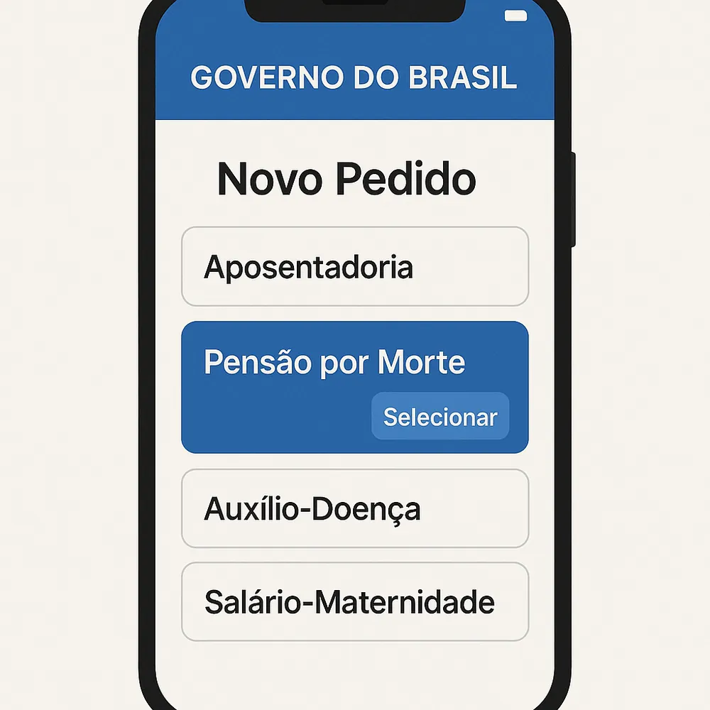 Ilustração da tela do Meu INSS com a opção do benefício em destaque