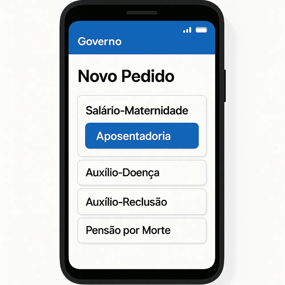 Ilustração da tela do Meu INSS com a opção do benefício em destaque